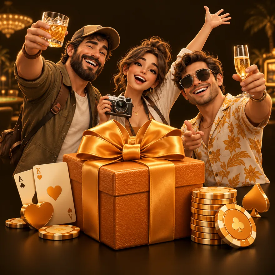 Gift box and chips — Uptown Pokies