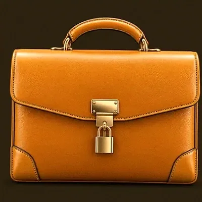 Locked leather briefcase — Uptown Pokies